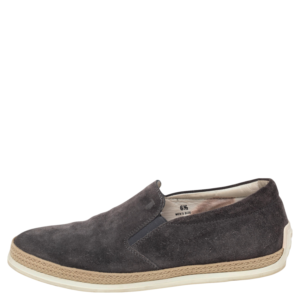 

Tod's Grey Suede Francesina Espadrille Slip On Sneakers Size