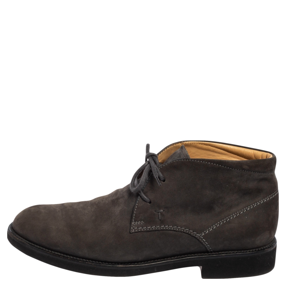 

Tod's Grey Suede Lace Up Ankle Boots Size