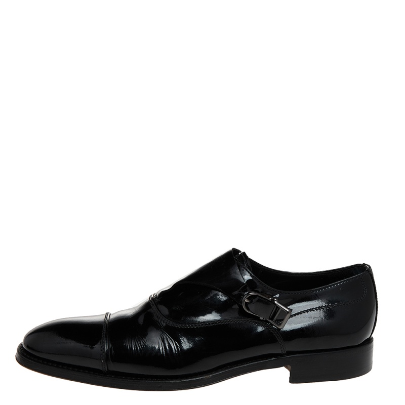 

Tod's Black Patent Leather Single Flap Oxford Monks