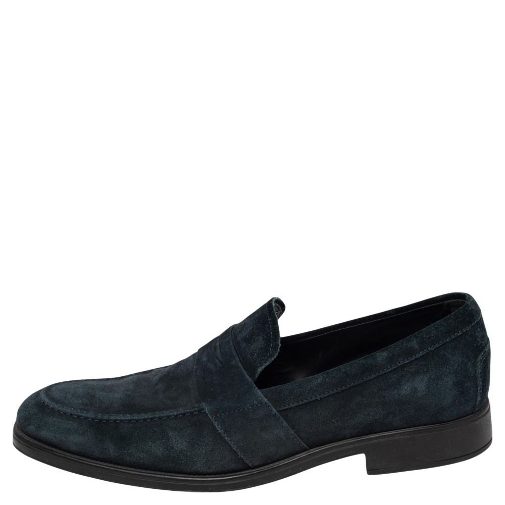 

Tod’s Black Suede Penny Slip On Loafers Size