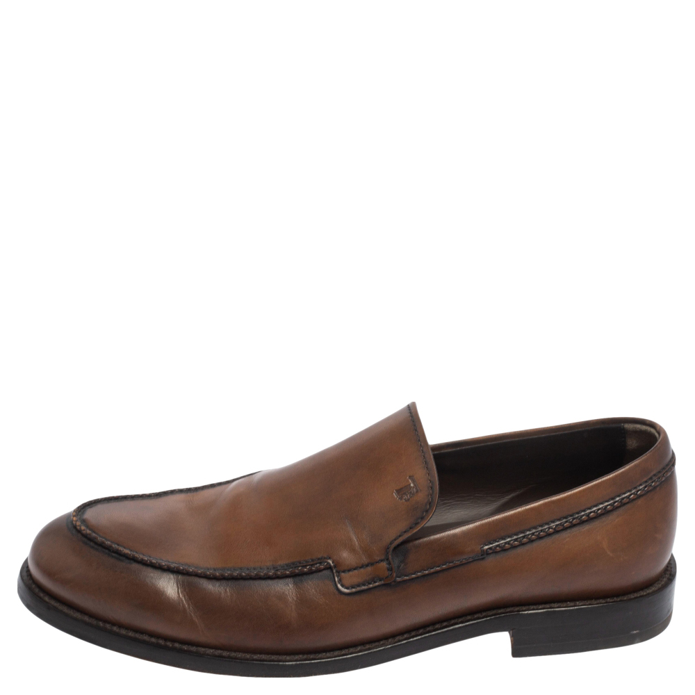 

Tod's Brown Leather Slip On Loafers Size