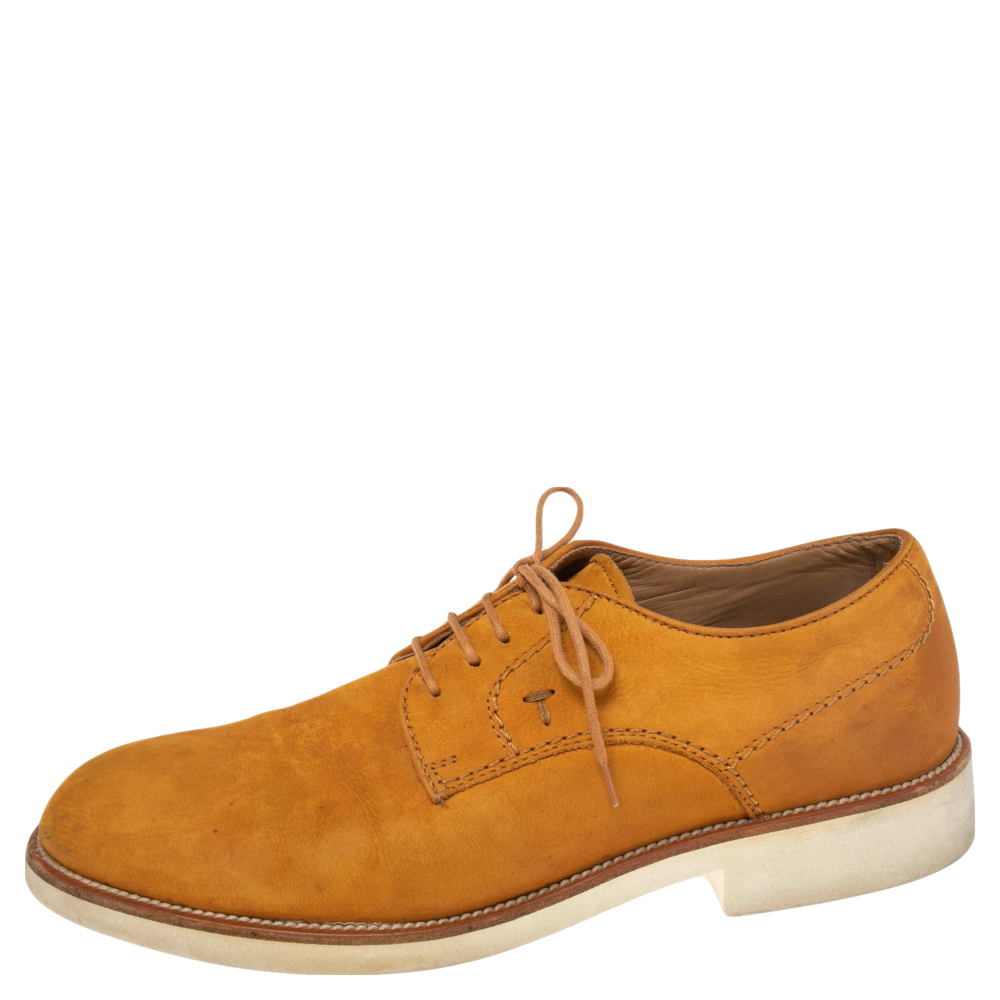 

Tod's Yellow Nubuck Leather Lace Up Oxfords Size