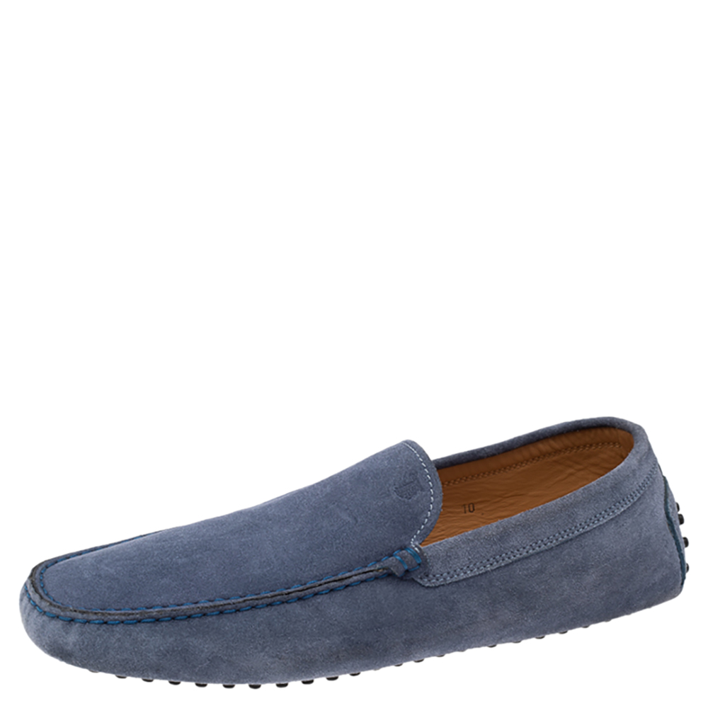 

Tod's Blue Suede Slip On Loafers Size