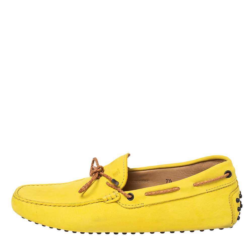 

Tods Yellow Nubuck Leather Gommino Driving Loafers Size