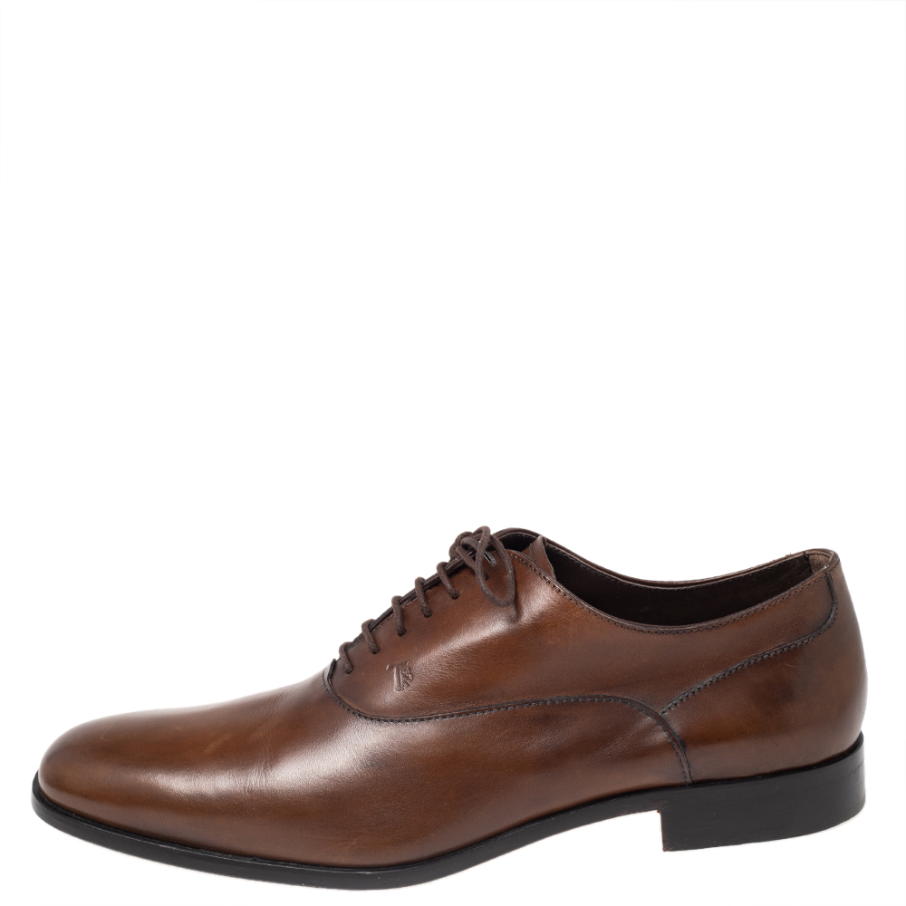 

Tod's Brown Leather Lace Up Oxfords Size