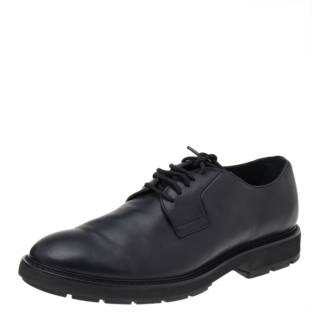 

Tod's Black Leather Lace Up Oxfords Size 39.5