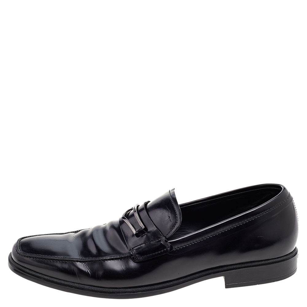 

Tod's Black Leather Slip on Loafers Size