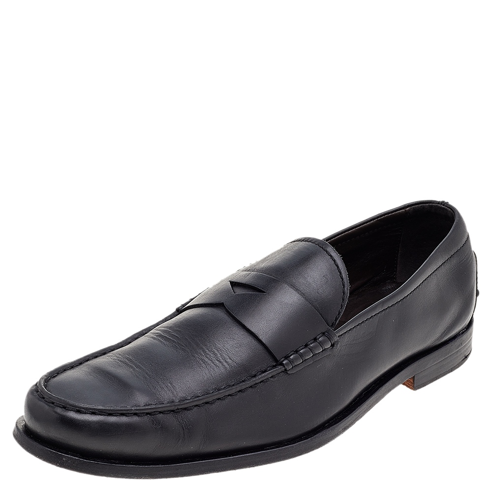 

Tod's Black Leather Slip on Loafers Size