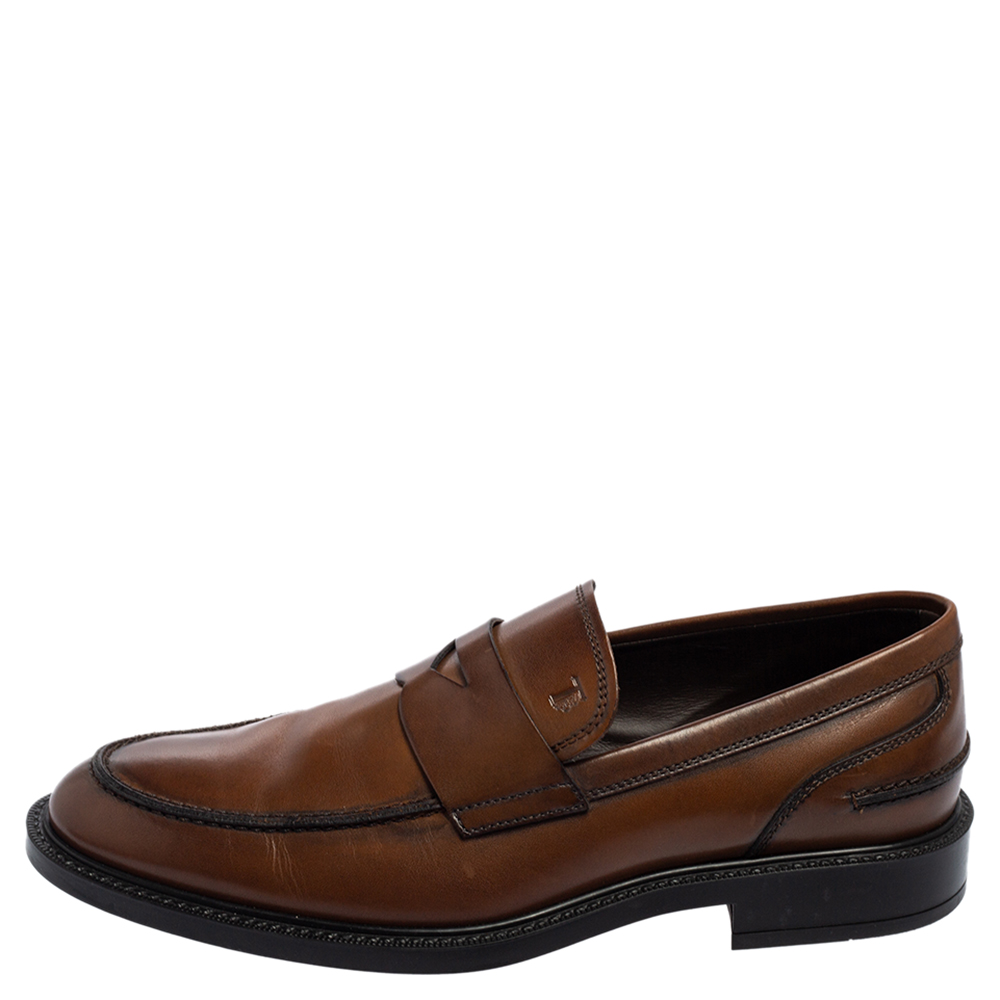 

Tod's Brown Leather Slip-On Loafers Size