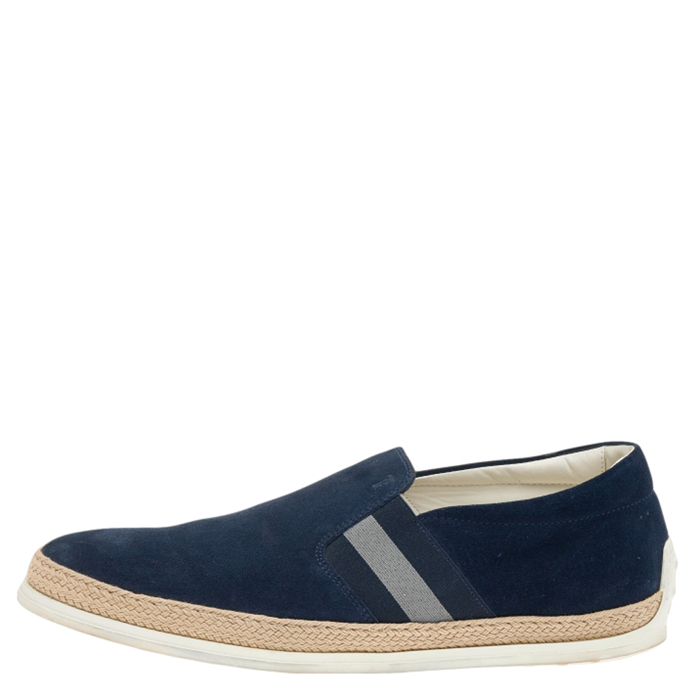 

Tod's Navy Blue Suede Espadrille Slip On Sneakers Size