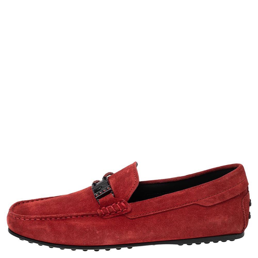 

Tod's Red Suede Slip On Loafers Size