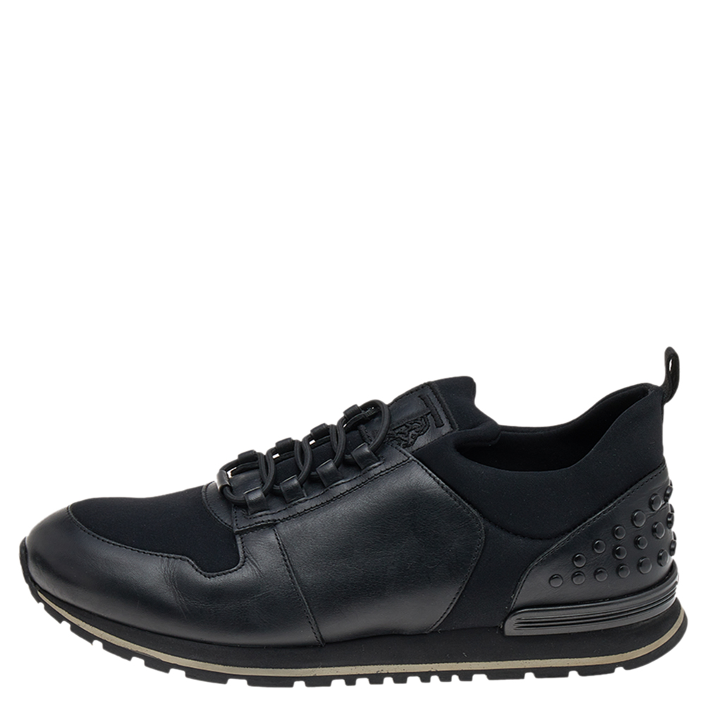 

Tod's Black Leather And Neoprene Low Top Sneakers Size