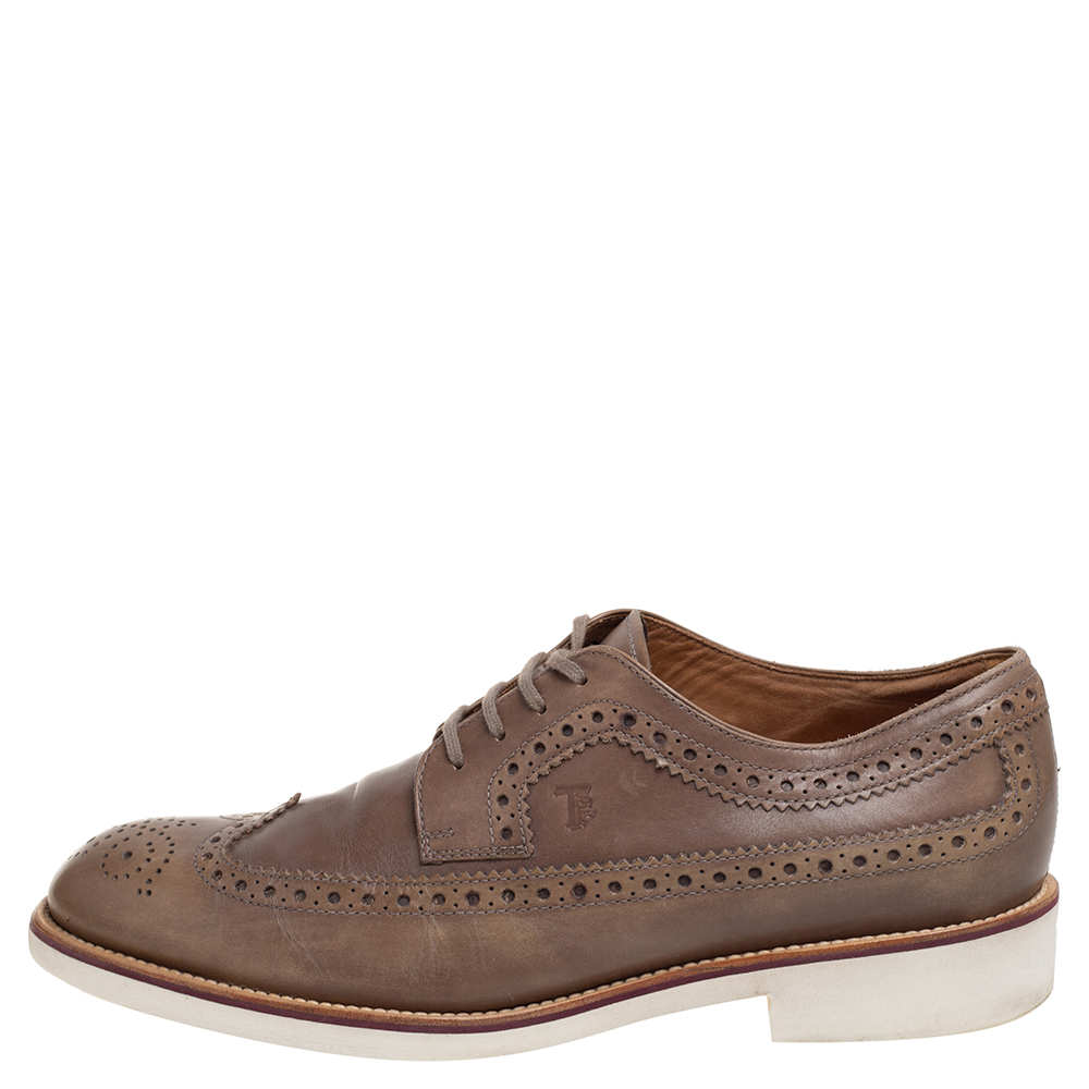 

Tod's Light Brown Leather Lace Up Brogue Oxfords Size