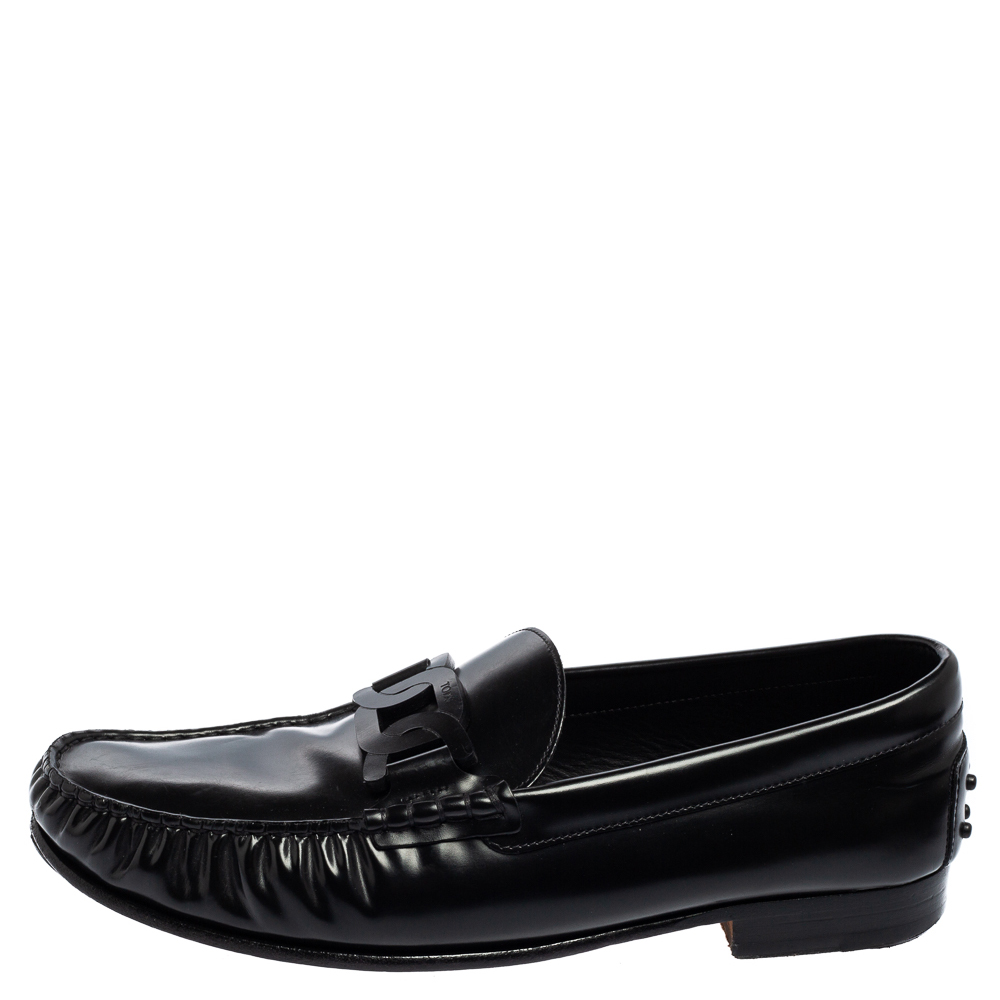 

Tod's Black Leather Slip On Loafers Size
