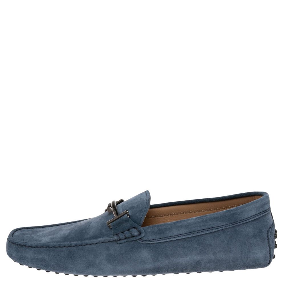

Tod's Blue Suede Driving Slip On Loafers Size