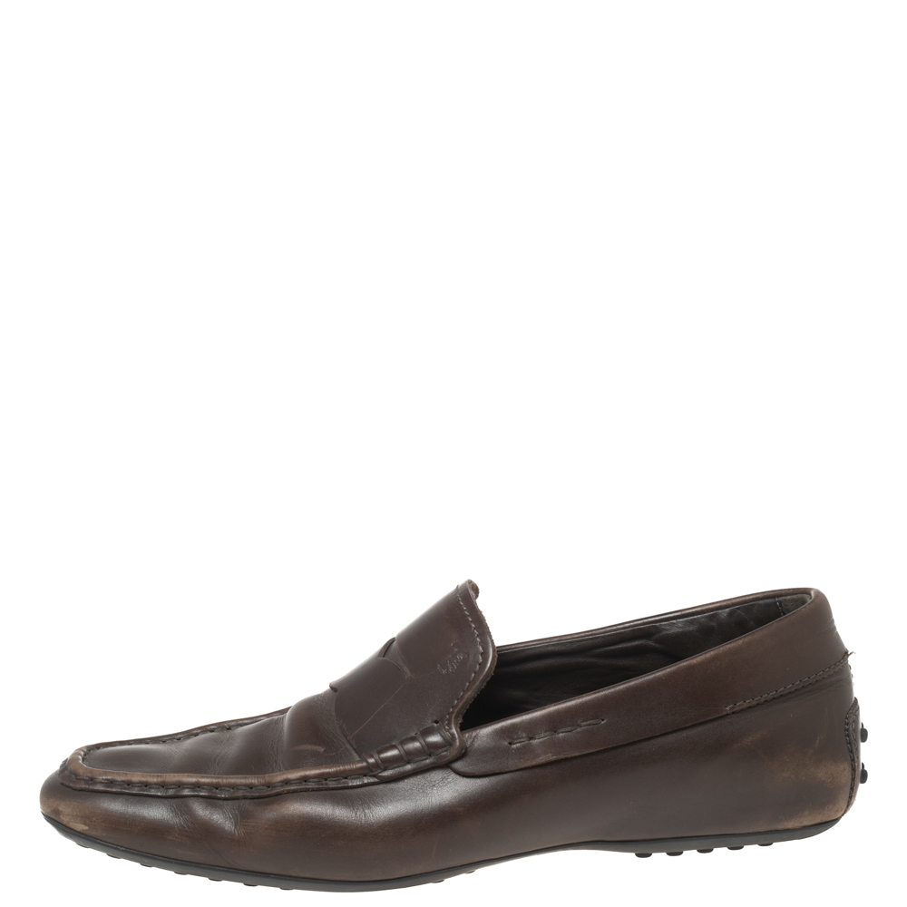 

Tod's Brown Leather Penny Loafers Size
