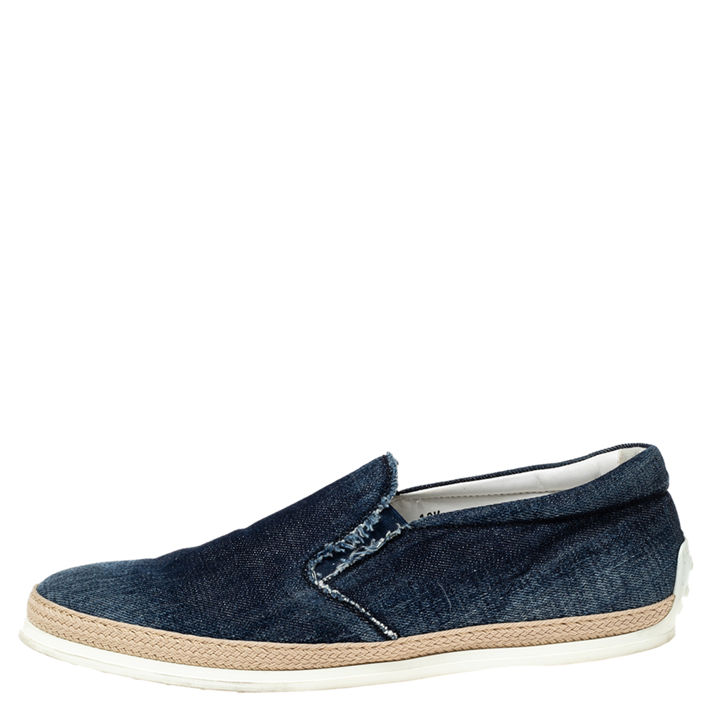 

Tod's Two-Tone Denim Slip-On Sneakers Size, Navy blue