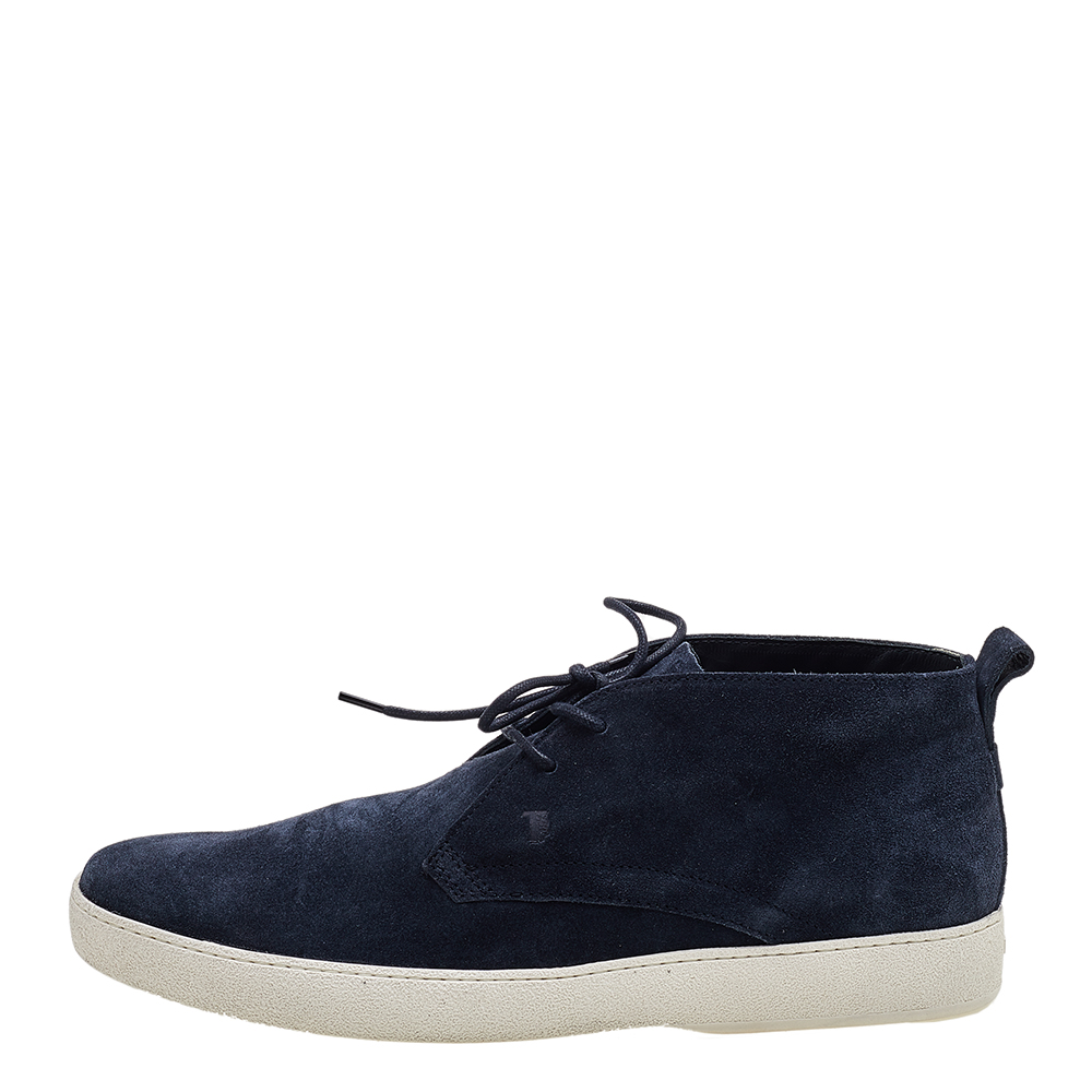 

Tod's Navy Blue Suede Lace Up Desert Boots Size