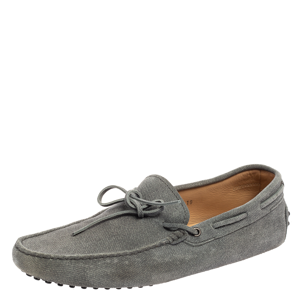 

Tod's Slate Grey Suede Bow Detail Loafers Size