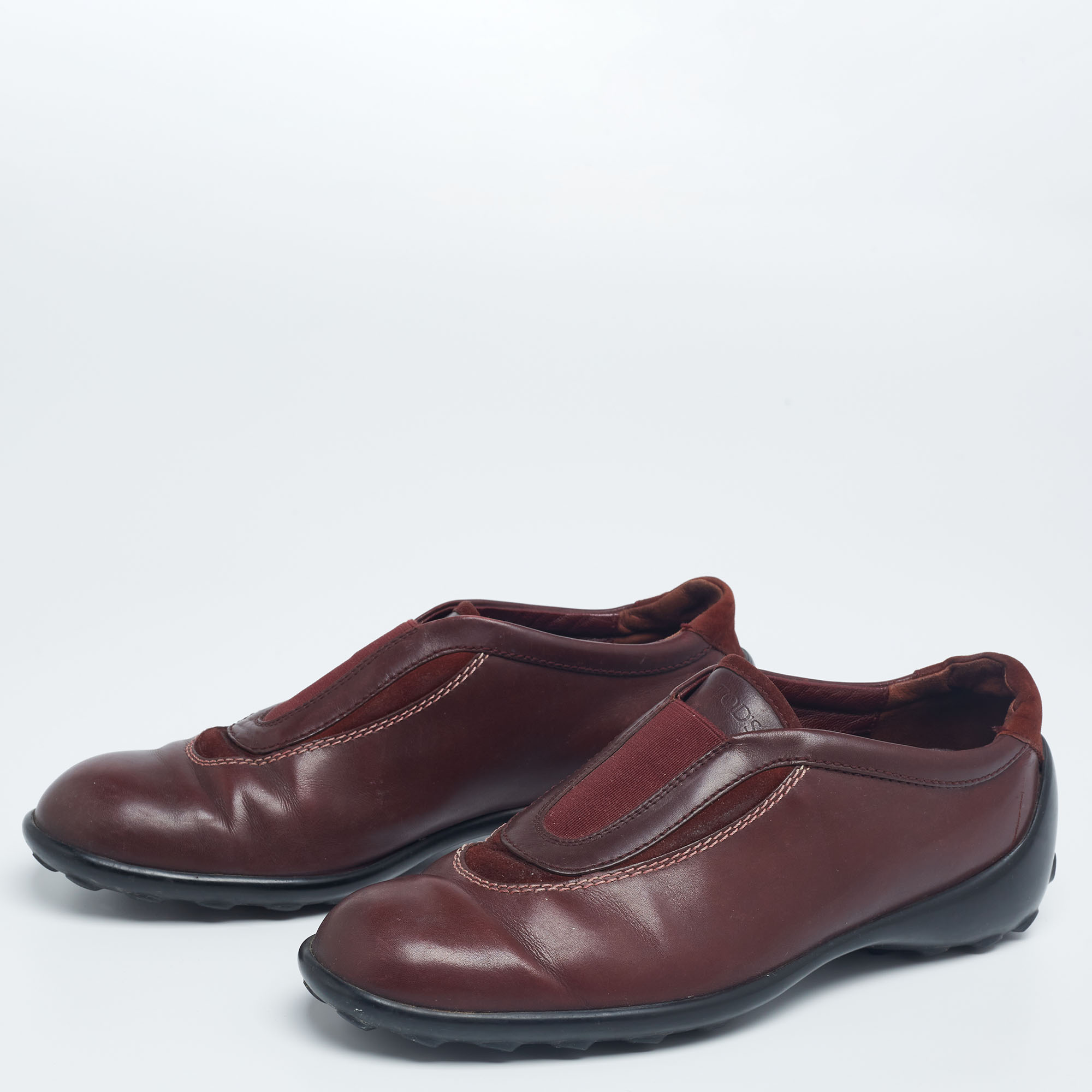 

Tod's Burgundy Leather Slip On Sneakers Size