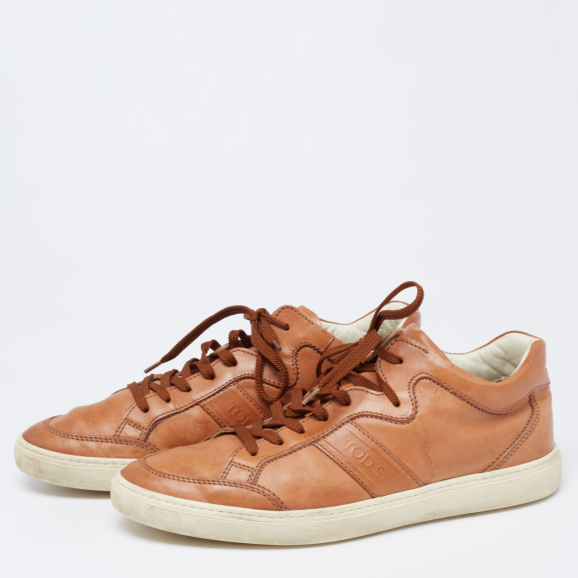 

Tod's Brown Leather Low Top Sneakers Size
