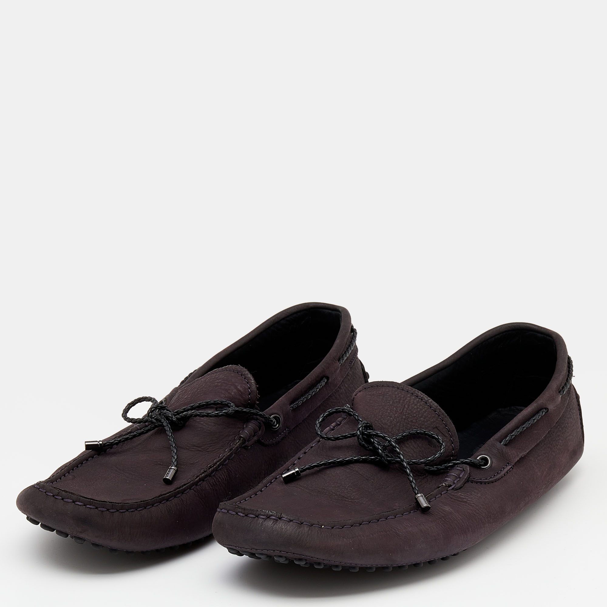 

Tod's Plum Nubuck Leather Bow Slip On Loafers Size, Purple