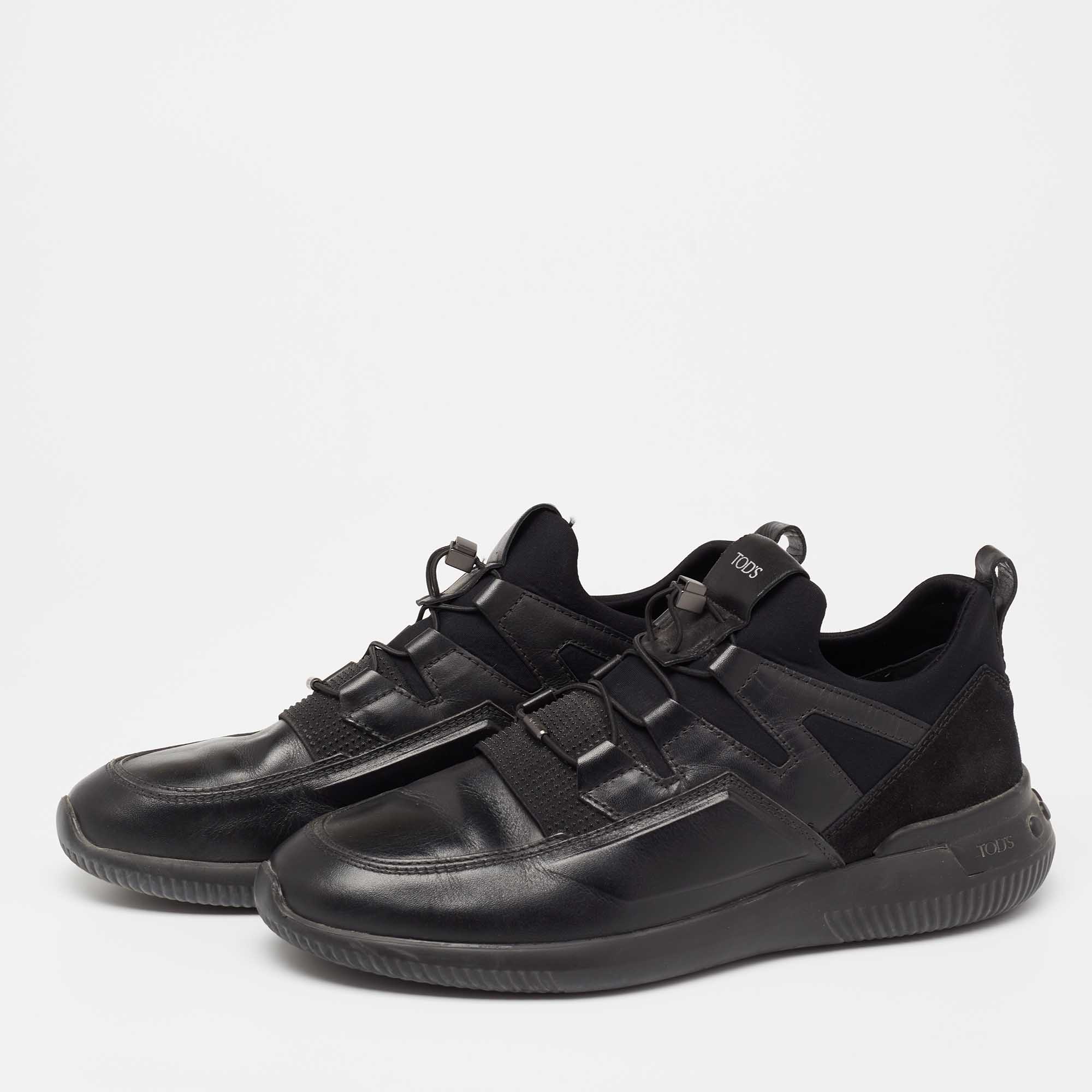 

Tod's Black Leather And Nylon Low Top Sneakers Size