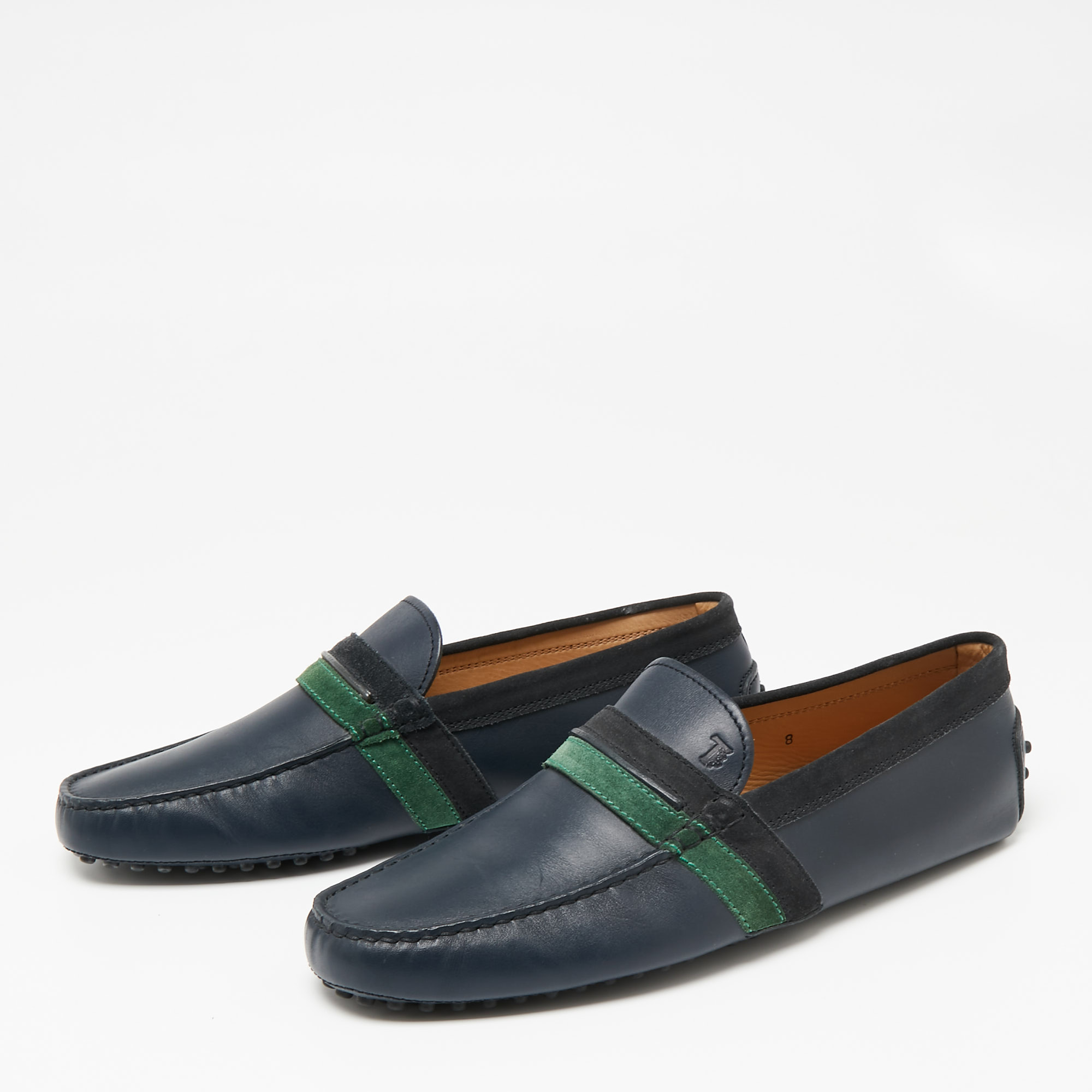 

Tod's Navy Blue Leather Slip On Loafers Size