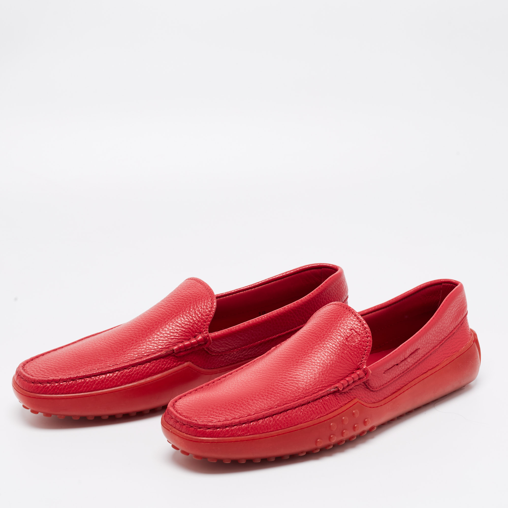 

Tod's Red Leather Gommino Driving Loafers Size