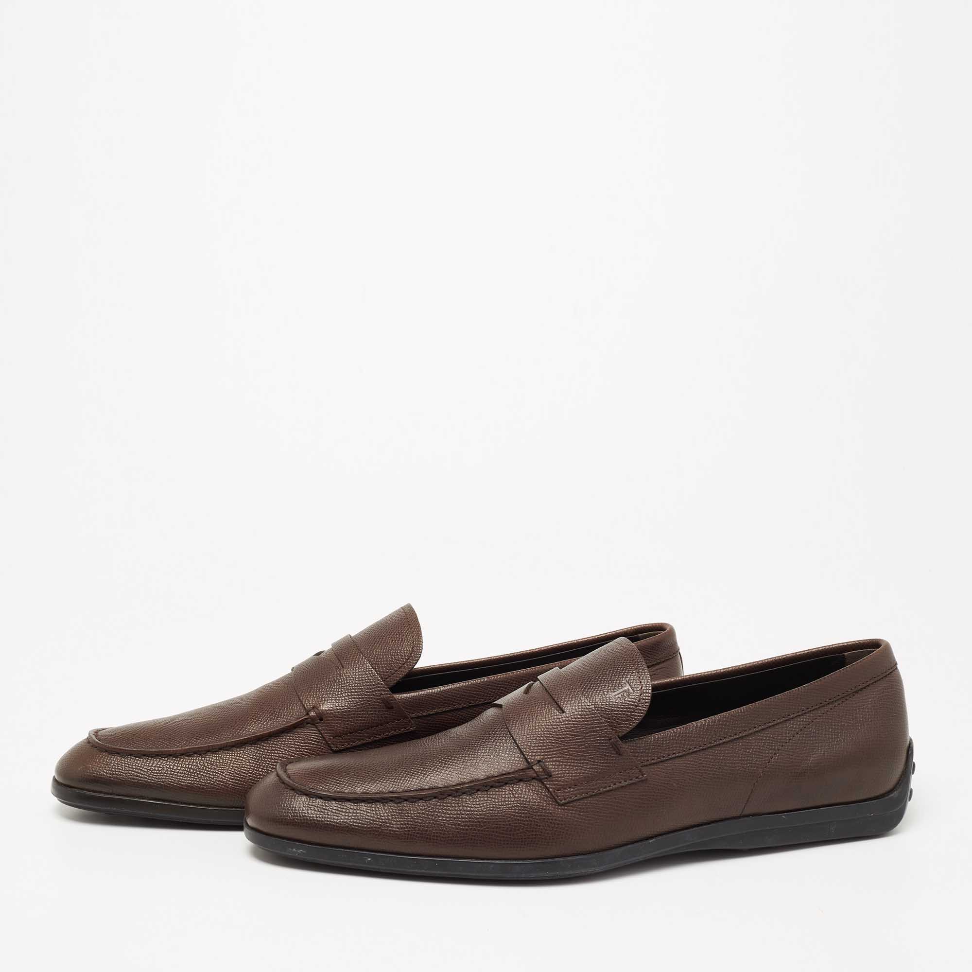 

Tod's Dark Brown Leather Slip On Driving Loafers Size