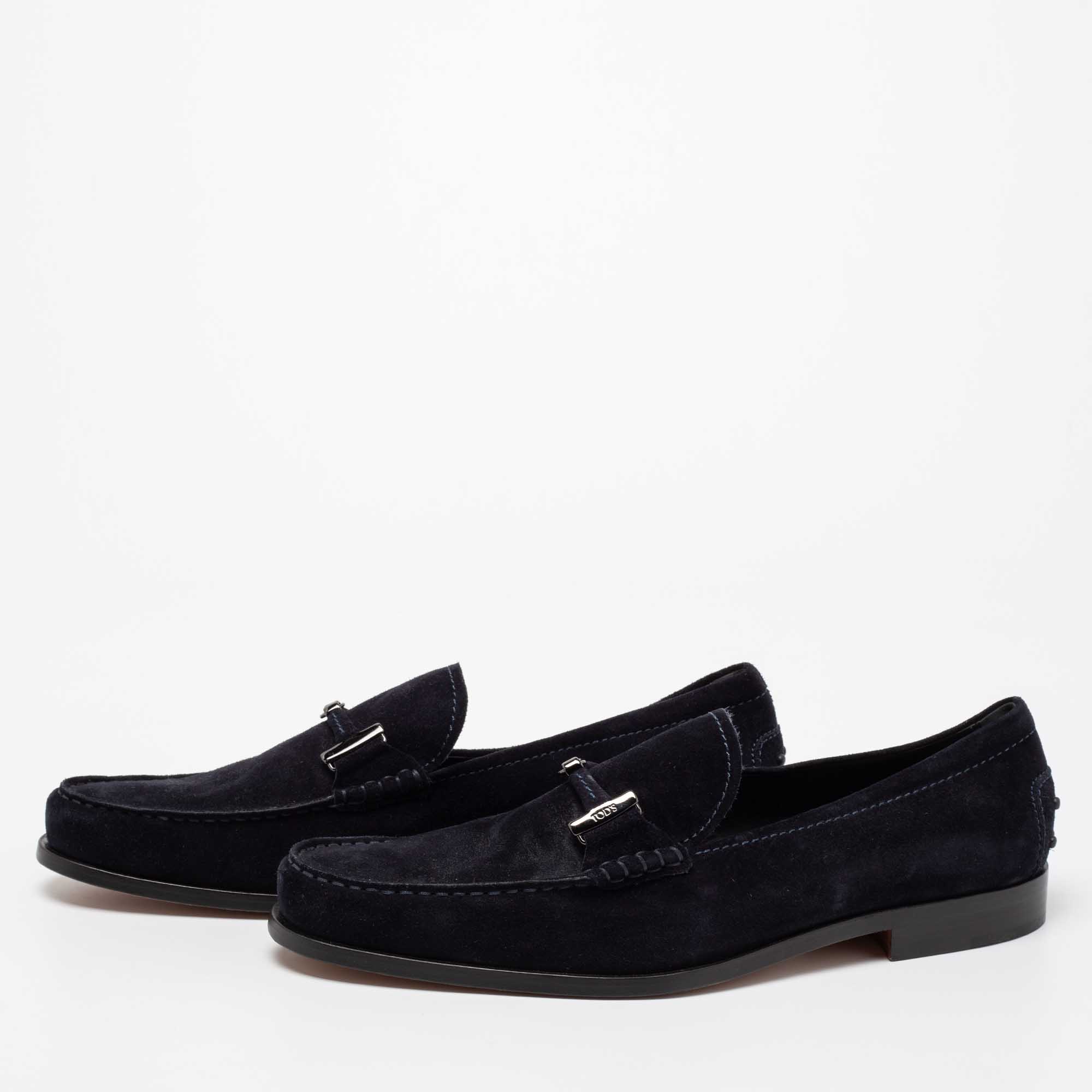 

Tod's Blue Suede Bit Slip on Loafers Size