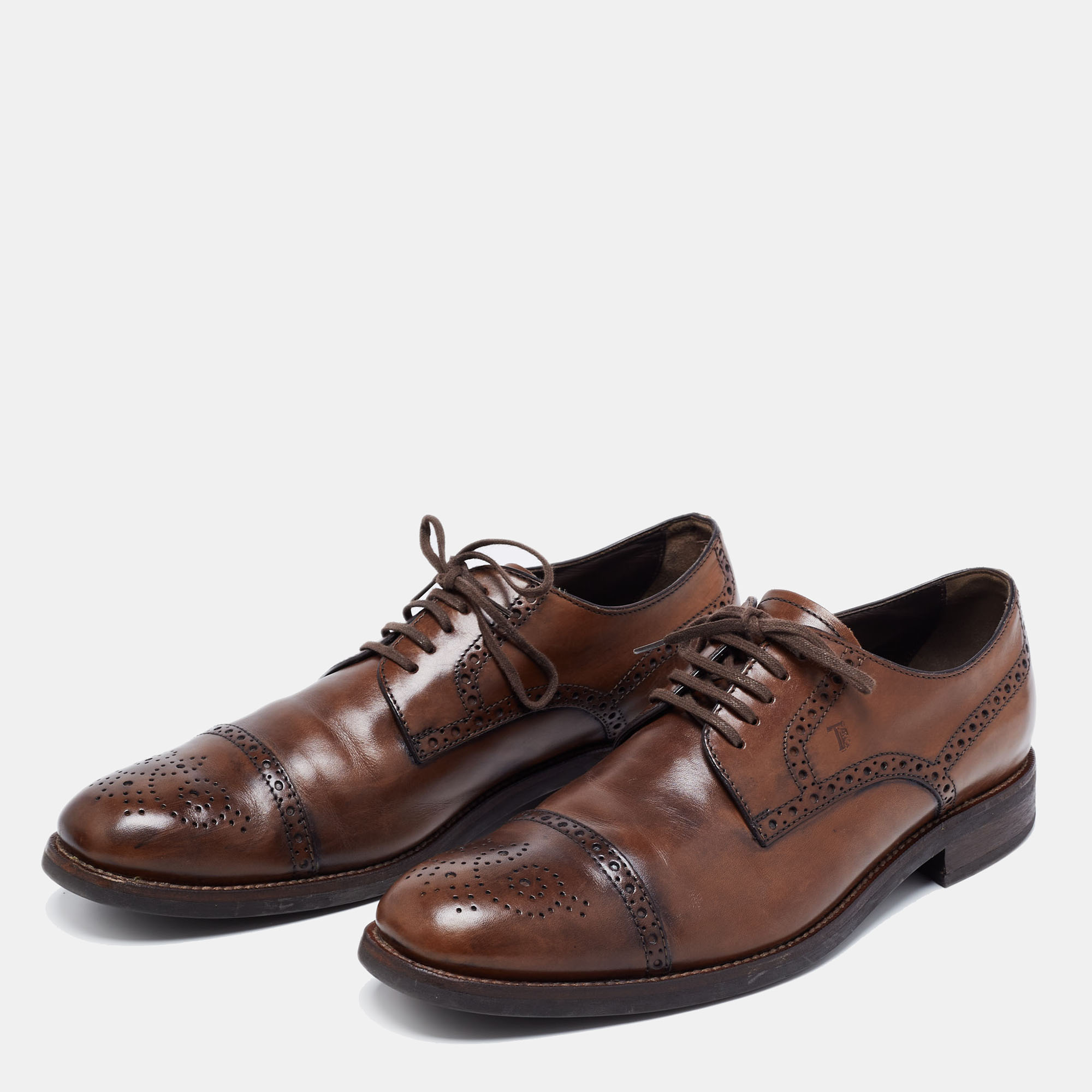 

Tod's Dark Brown Brogue Leather Lace Up Derby Size