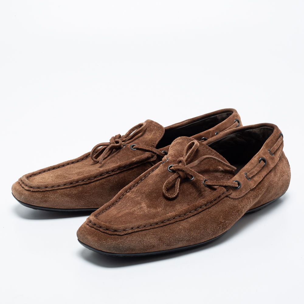 

Tod's Brown Suede Bow Gommino Loafers Size