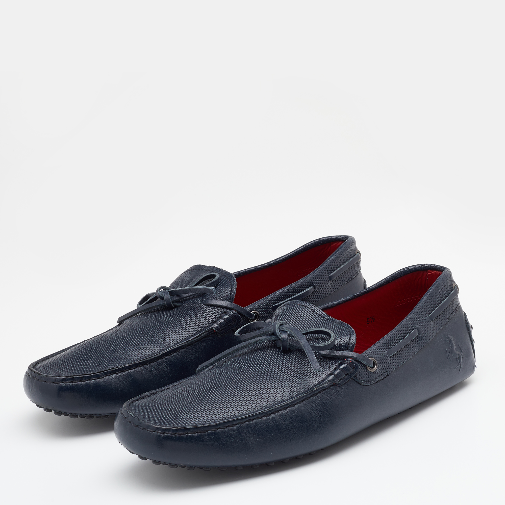 

Tod's For Ferrari Navy Blue Gommino Driving Loafers Size