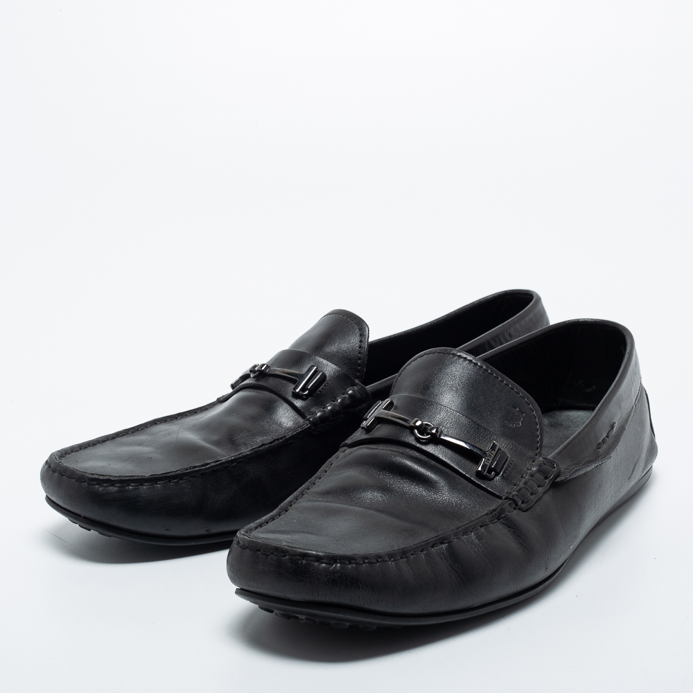 

Tod's Black Leather Slip On Loafers Size