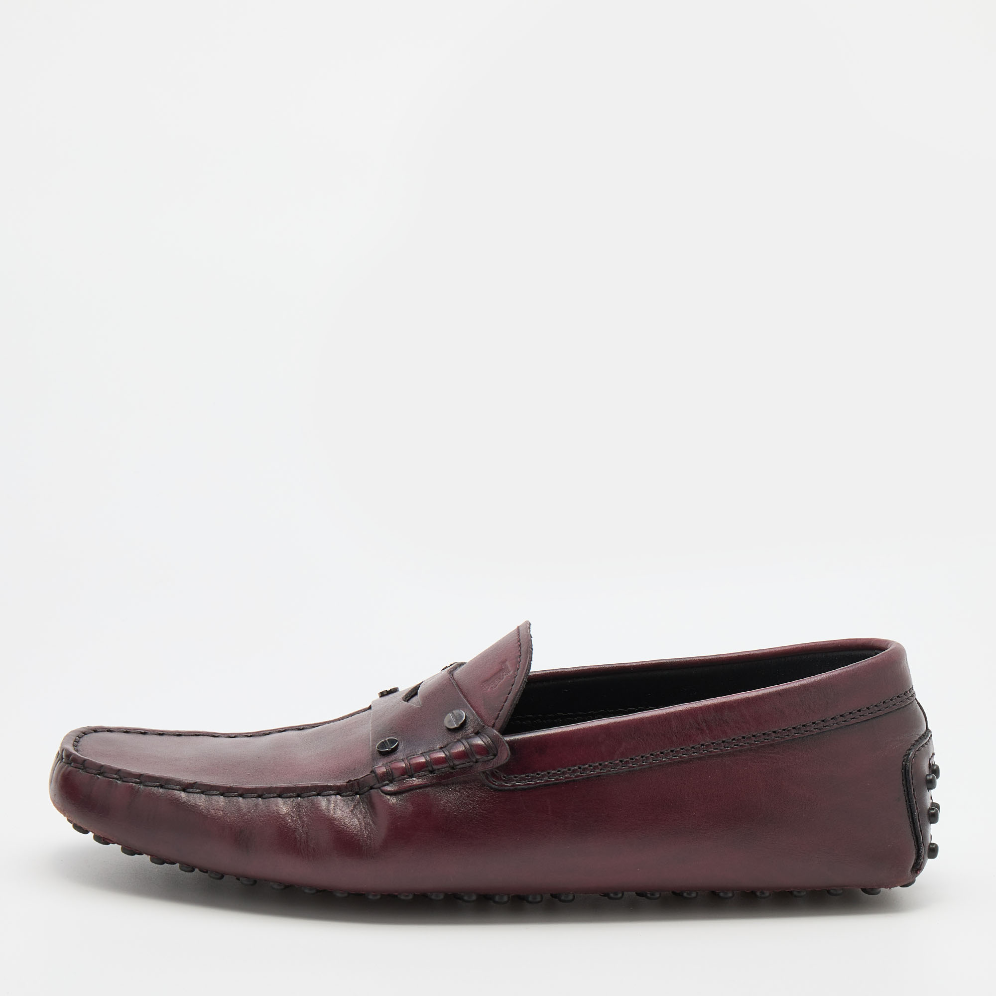 

Tod's Burgundy Leather Slip On Loafers Size