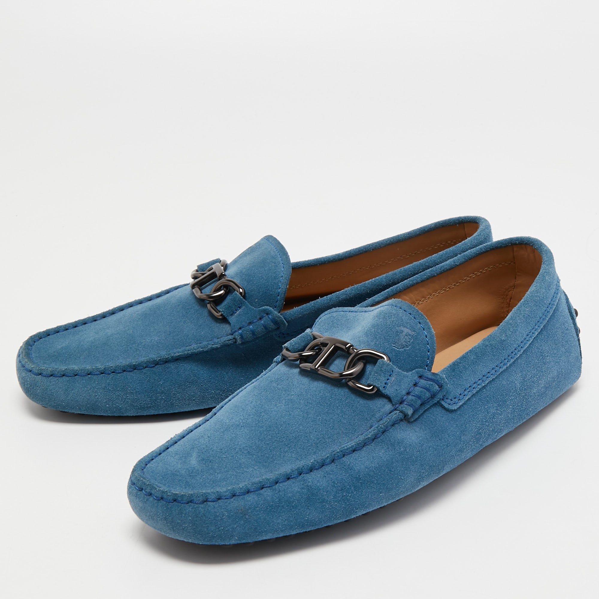 

Tod's Blue Suede Slip On Loafers Size