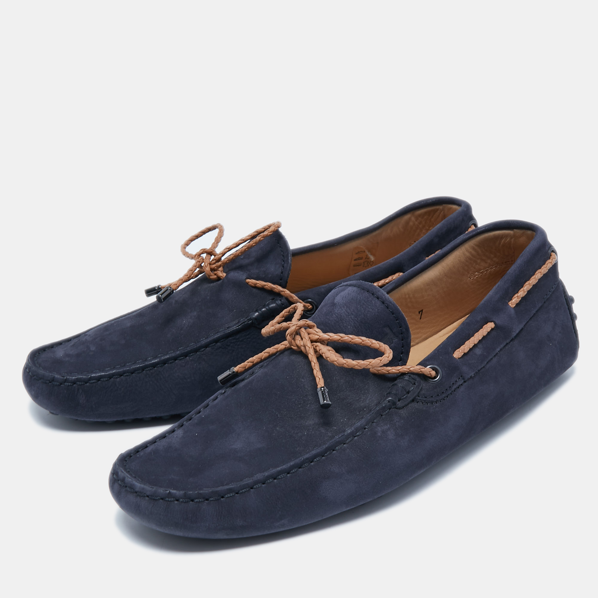 

Tod's Blue Suede City Gommino Bow Loafers Size