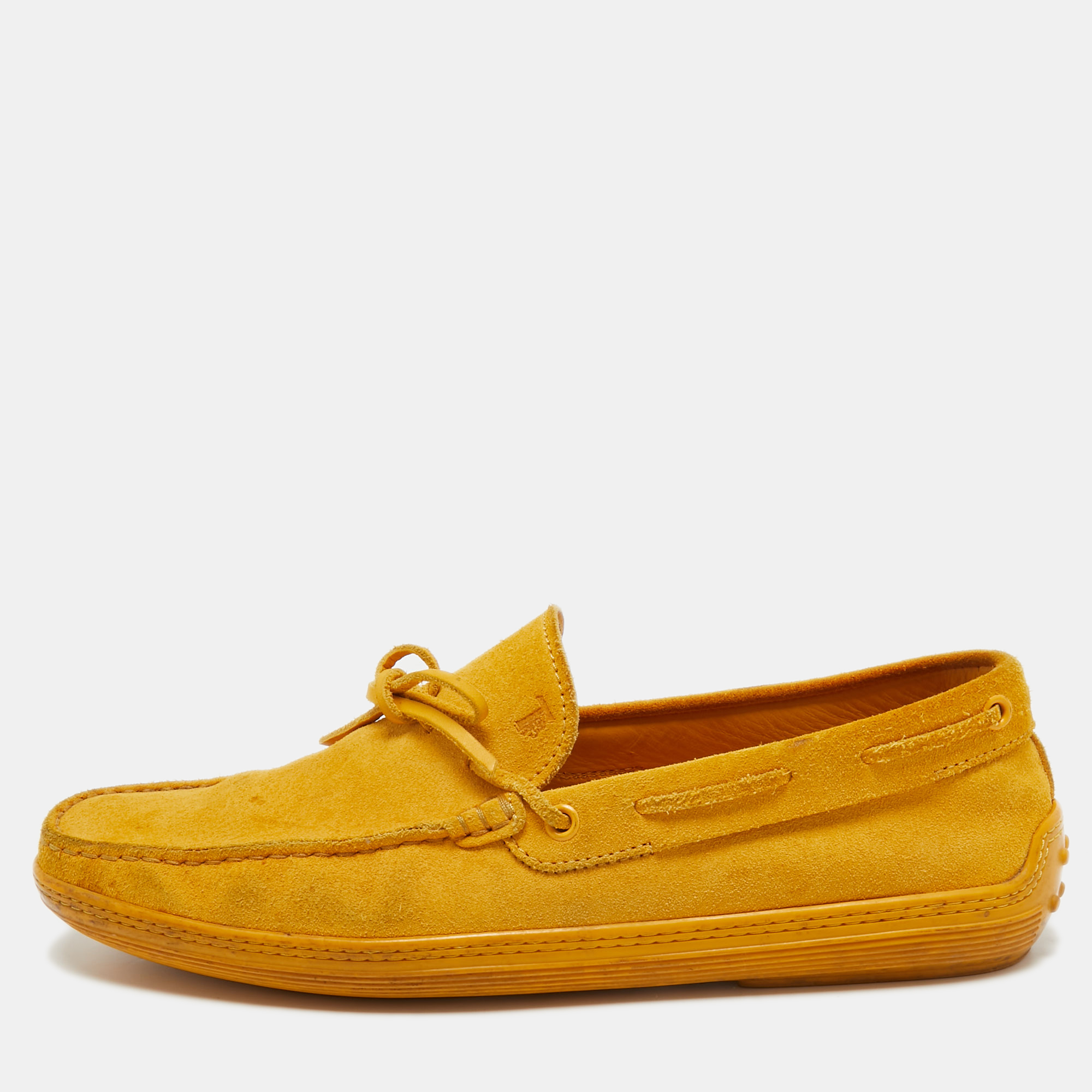 Pre-owned Tod's Yellow Suede Slip On Loafers Size 42.5