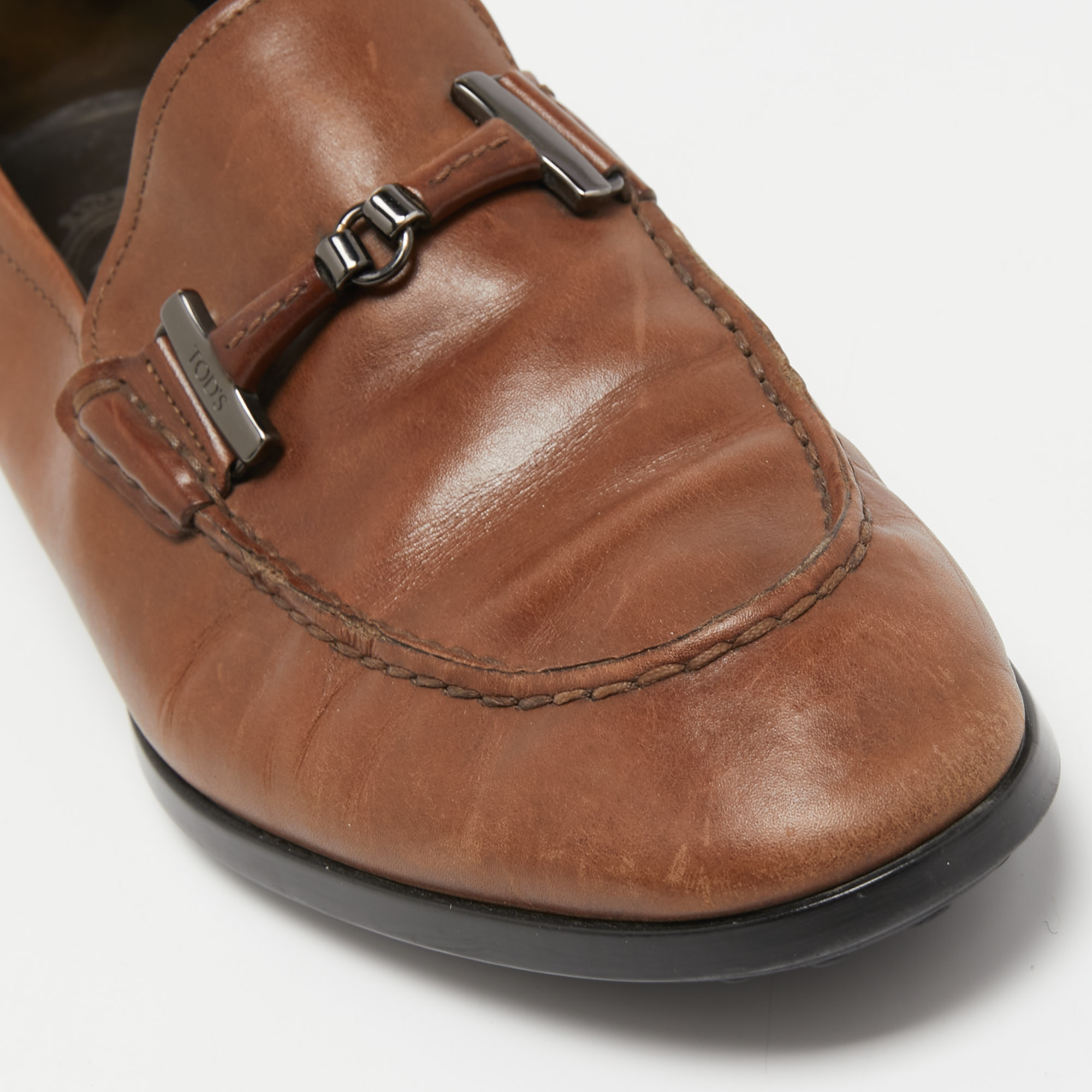 Tod`s Brown Leather Slip On Loafers Size 40 