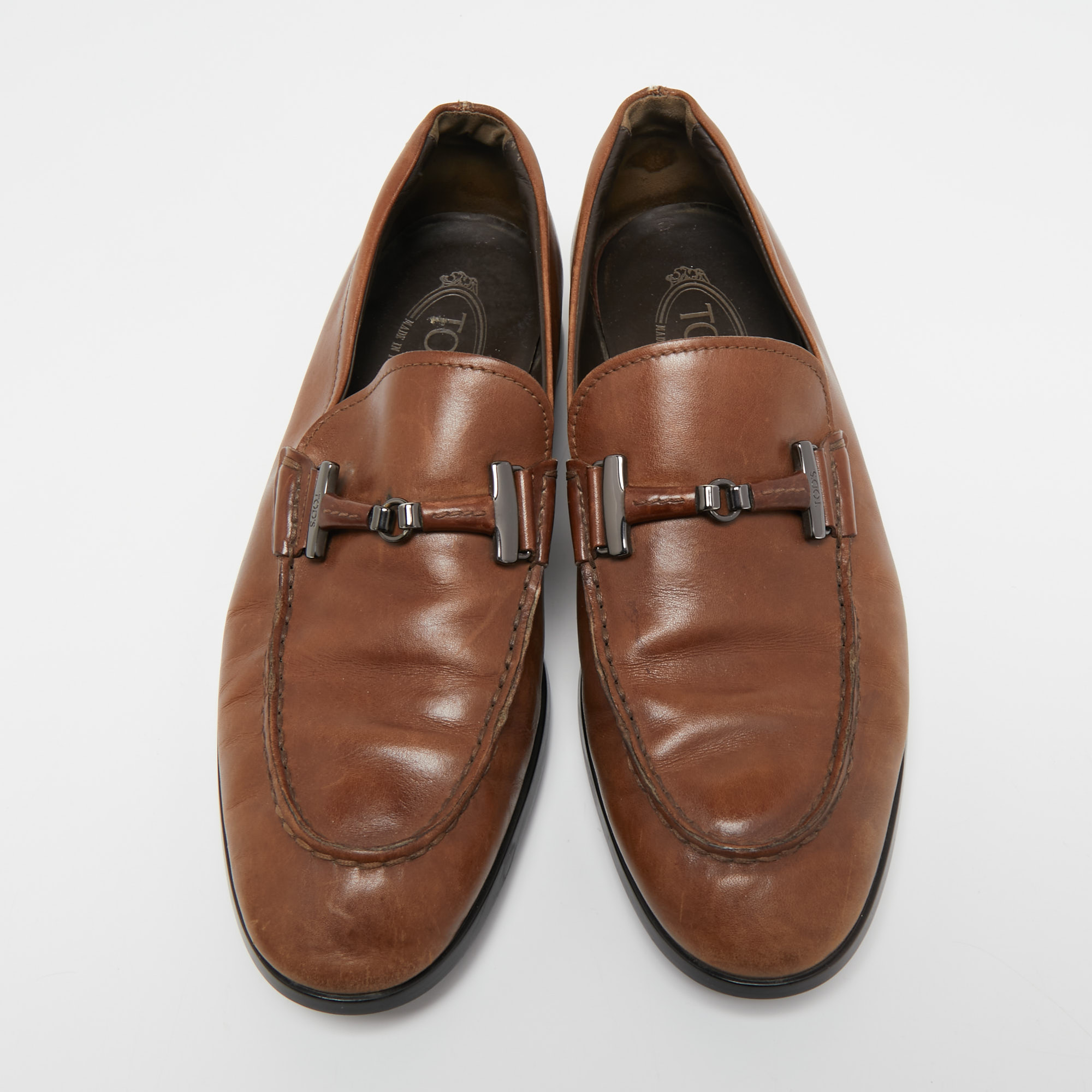 Tod`s Brown Leather Slip On Loafers Size 40 