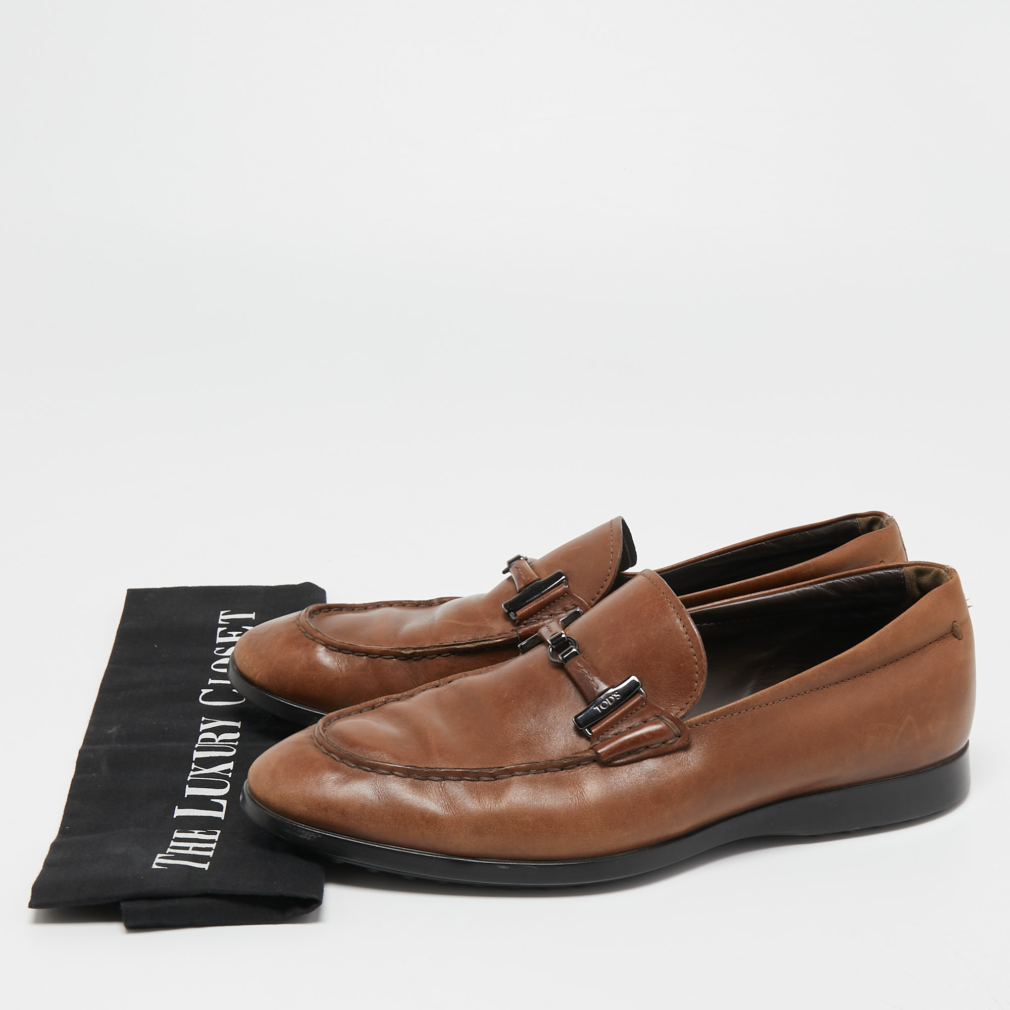 Tod`s Brown Leather Slip On Loafers Size 40 