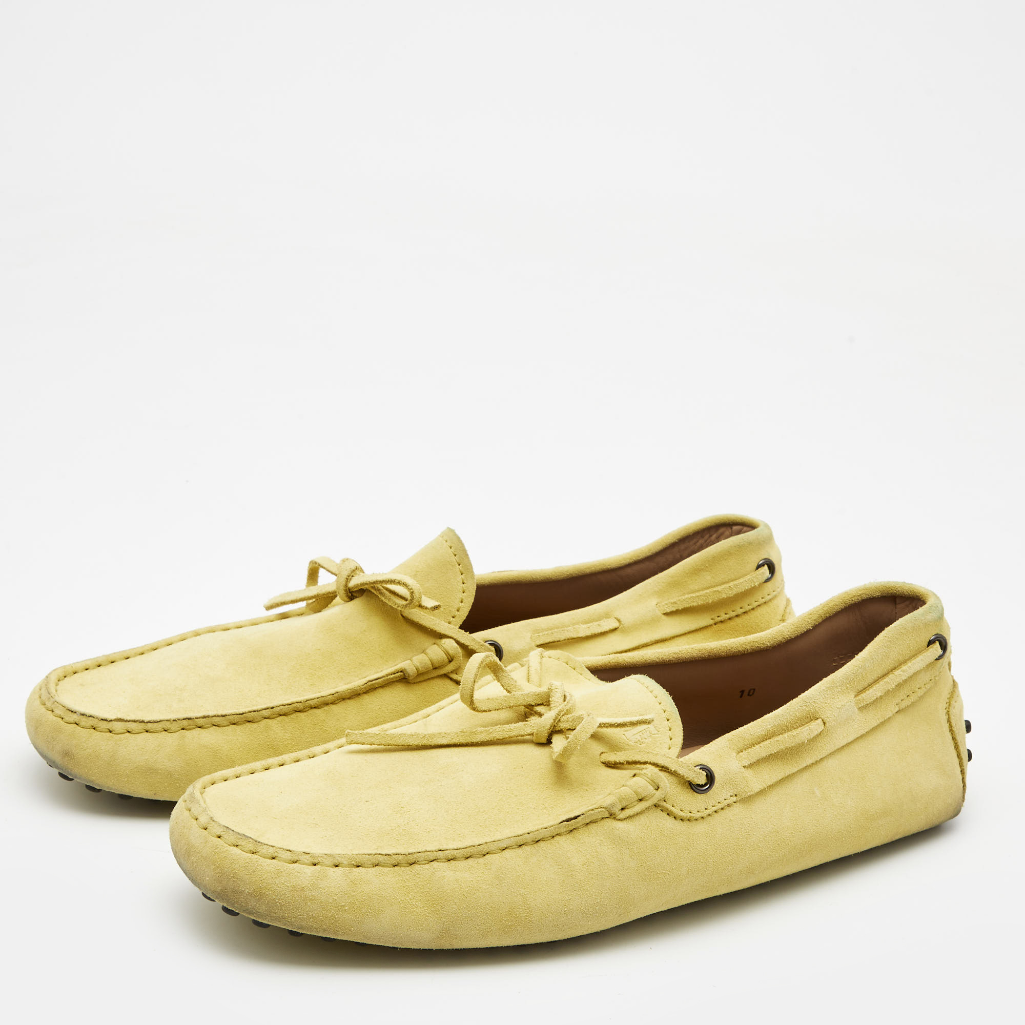 

Tod's Yellow Suede Bow Slip On Loafers Size