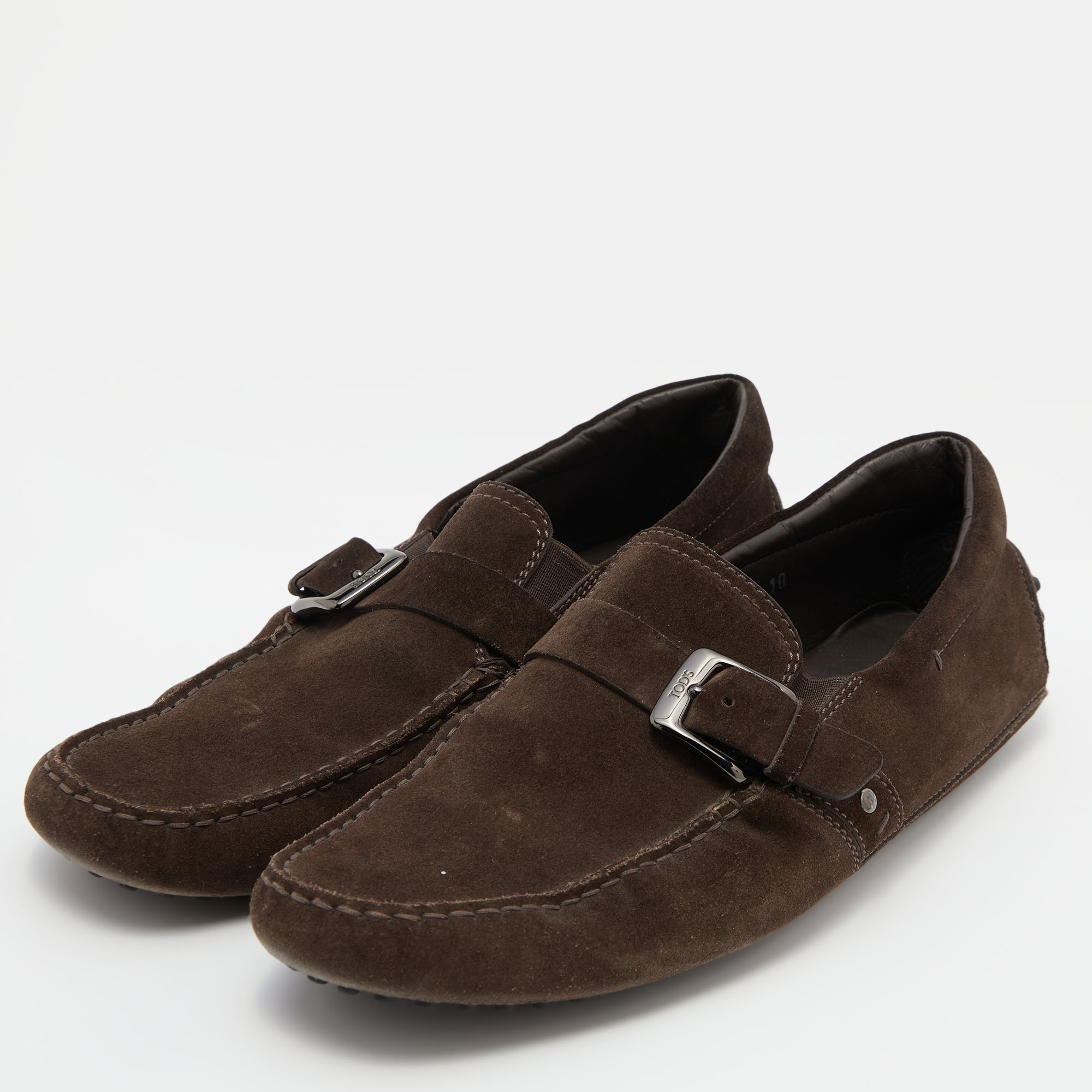 

Tod's Brown Suede Buckle Driver Loafers Size