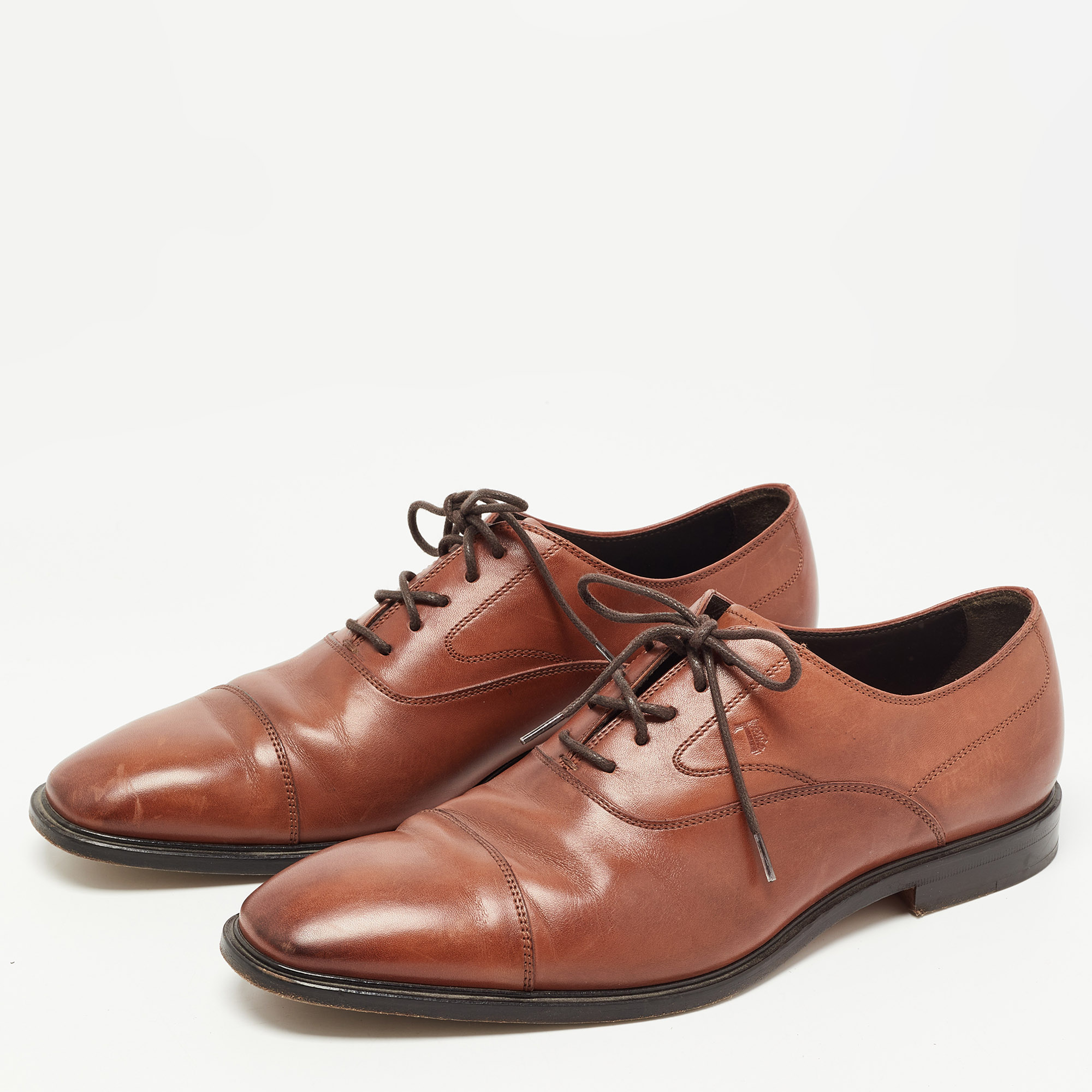 

Tod's Brown Leather Lace Up Oxfords Size