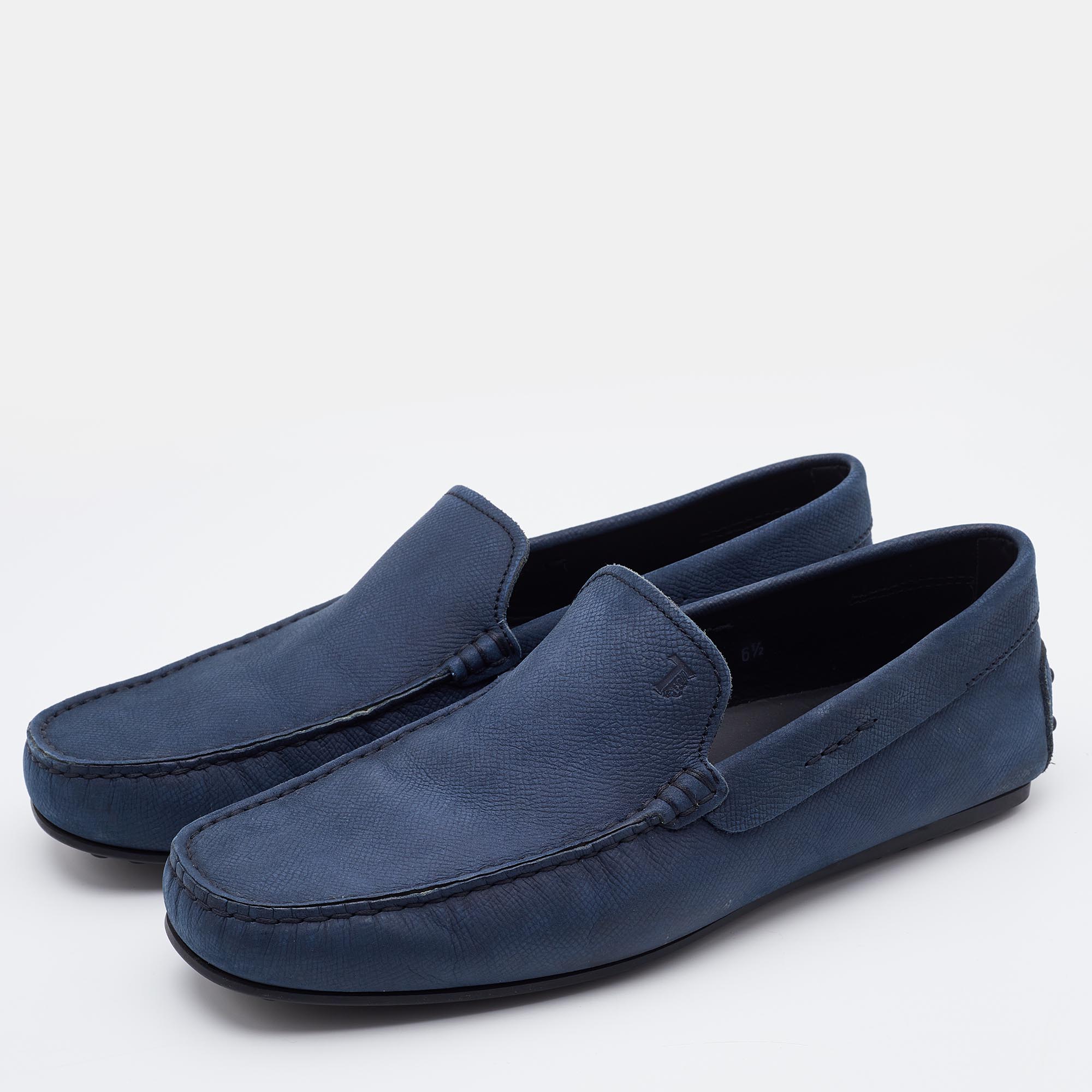 

Tod's Blue Leather Driving Loafers Size