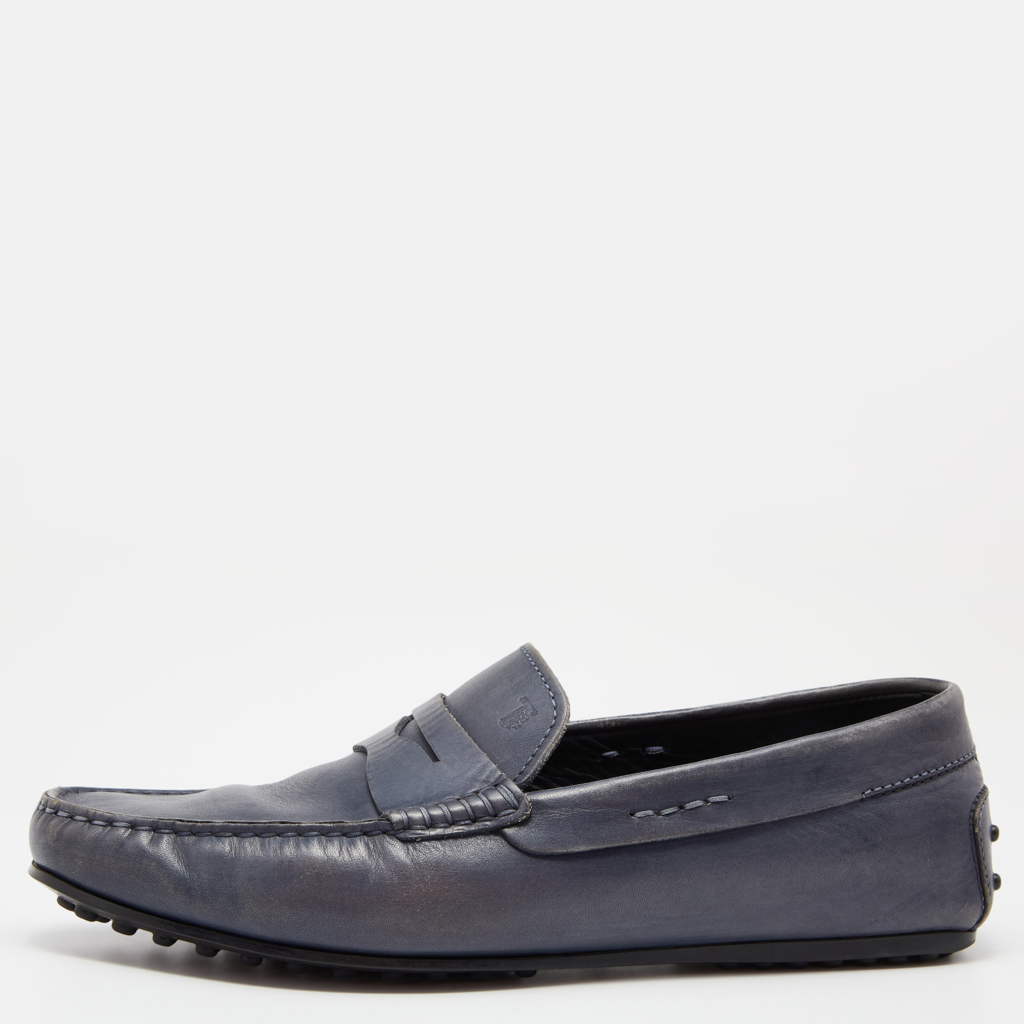 

Tods Blue Leather Slip On Loafers Size 41.5