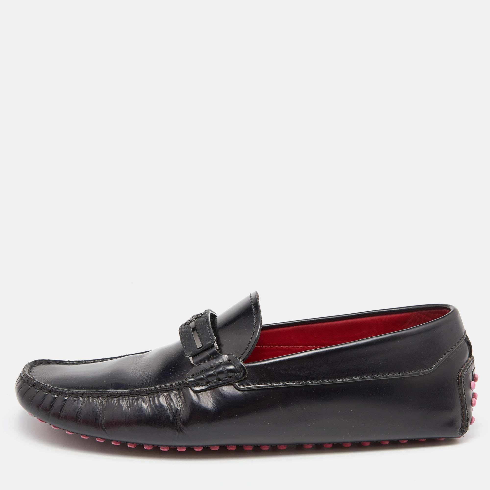 

Tod's For Ferrari Black Leather Slip On Loafers Size