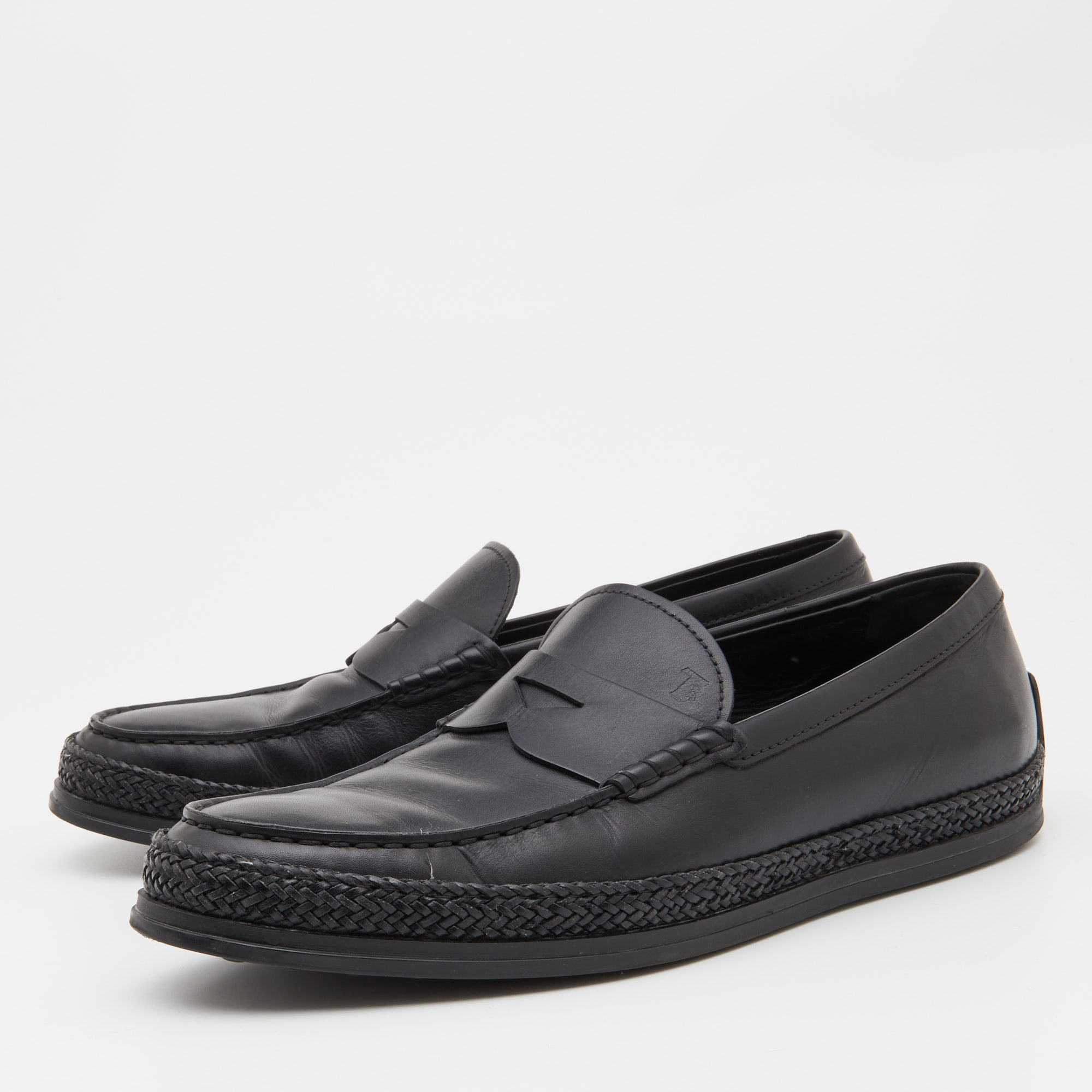 

Tod's Black Leather Slip On Loafers Size