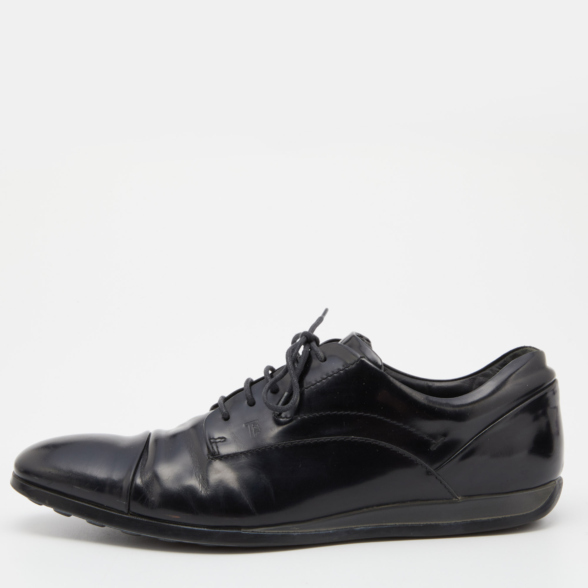 Pre-owned Tod's Black Leather Lace Up Derby Size 41.5